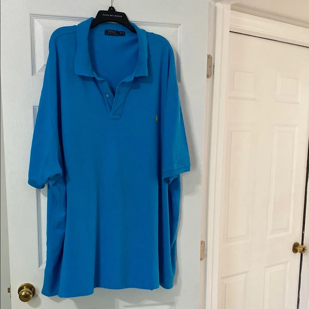 Men’s Polo Ralph Lauren Blue Shirt with Yellow Logo - Picture 3 of 4